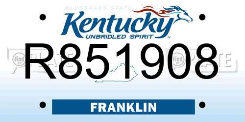 R851908 Kentucky License Plate