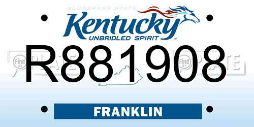 R881908 Kentucky License Plate