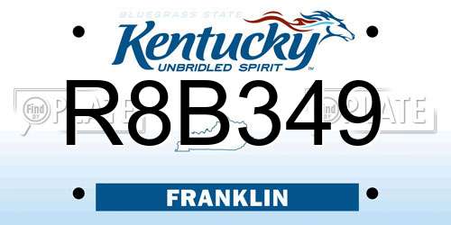 R8B349 Kentucky License Plate