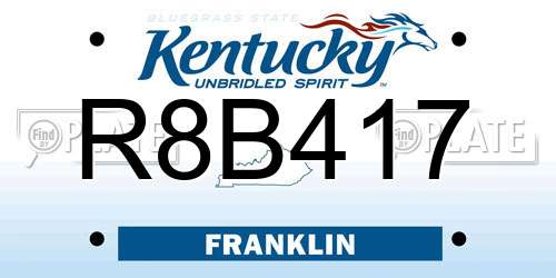 R8B417 Kentucky License Plate