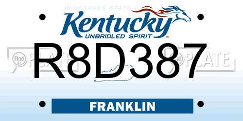R8D387 Kentucky License Plate