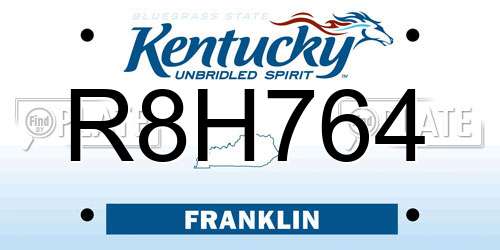 R8H764 Kentucky License Plate