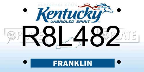 R8L482 Kentucky License Plate