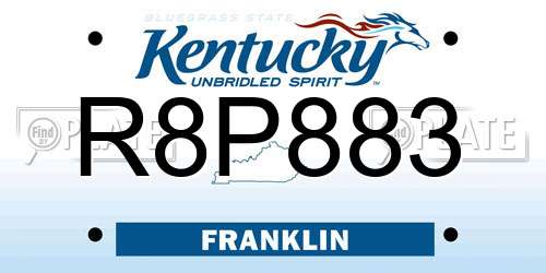 R8P883 Kentucky License Plate