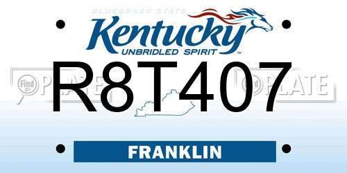 R8T407 Kentucky License Plate