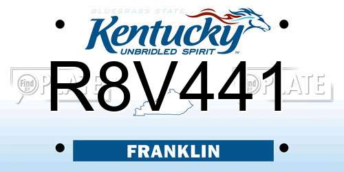 R8V441 Kentucky License Plate