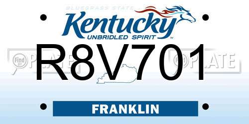 R8V701 Kentucky License Plate
