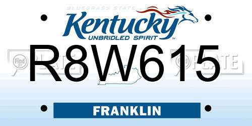R8W615 Kentucky License Plate