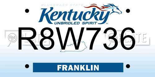 R8W736 Kentucky License Plate