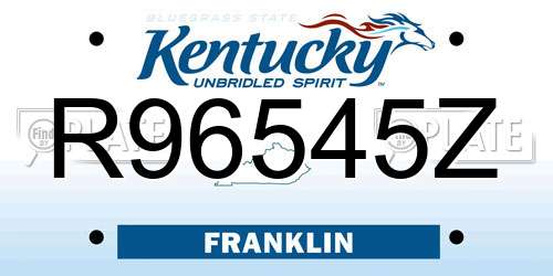 R96545Z Kentucky License Plate