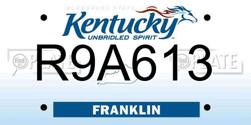 R9A613 Kentucky License Plate