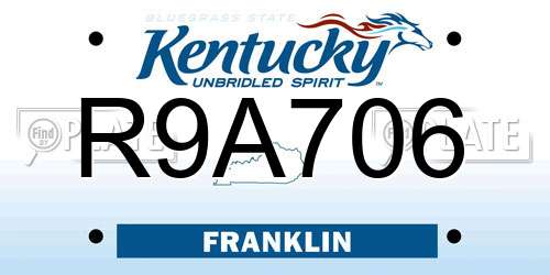 R9A706 Kentucky License Plate