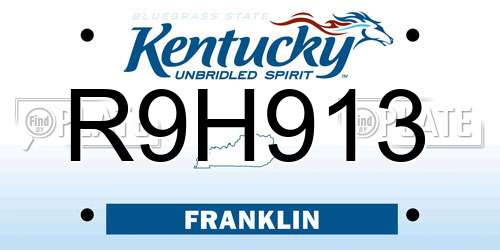 R9H913 Kentucky License Plate