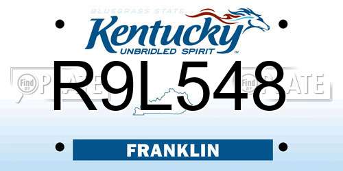 R9L548 Kentucky License Plate