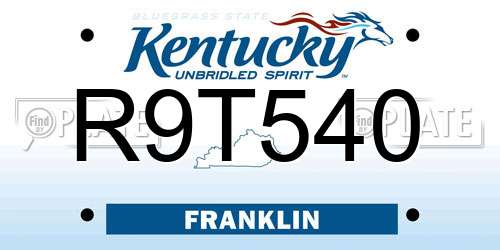 R9T540 Kentucky License Plate