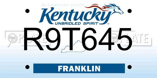 R9T645 Kentucky License Plate