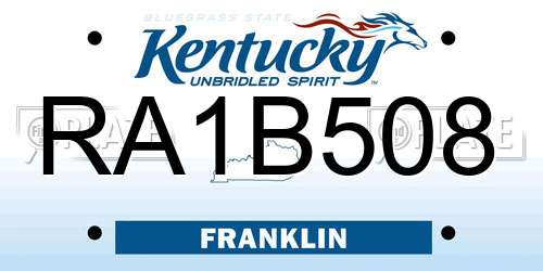 RA1B508 Kentucky License Plate