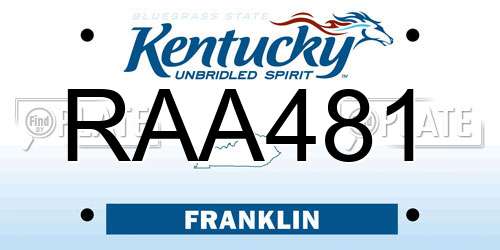 RAA481 Kentucky License Plate