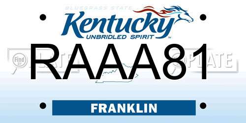 RAAA81 Kentucky License Plate