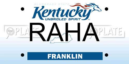 RAHA Kentucky License Plate