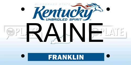 RAINE Kentucky License Plate