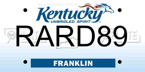 RARD89 Kentucky License Plate