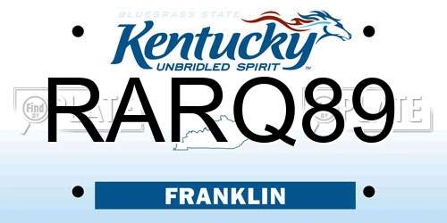 RARQ89 Kentucky License Plate