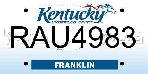 RAU4983 Kentucky License Plate