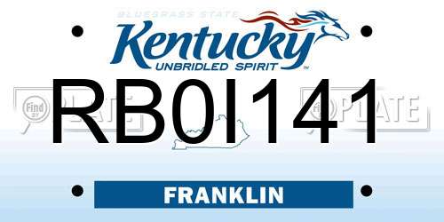 RB0I141 Kentucky License Plate