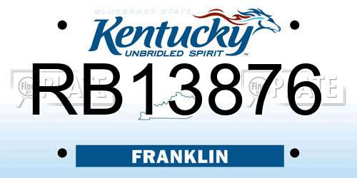 RB13876 Kentucky License Plate
