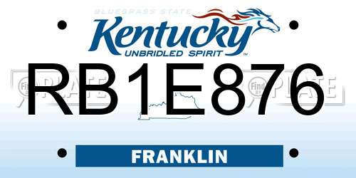 RB1E876 Kentucky License Plate