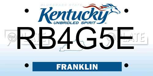 RB4G5E Kentucky License Plate