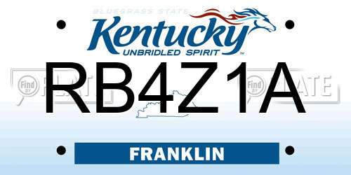 RB4Z1A Kentucky License Plate