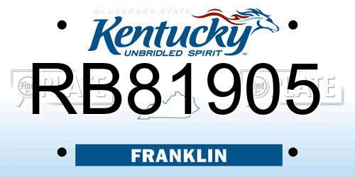 RB81905 Kentucky License Plate