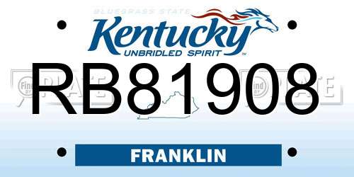 RB81908 Kentucky License Plate