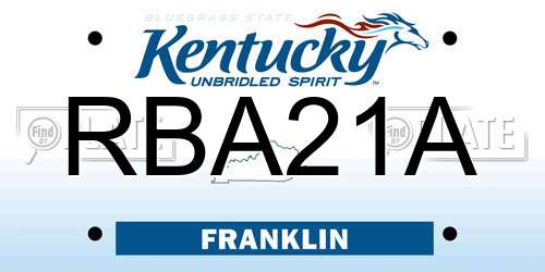 RBA21A Kentucky License Plate