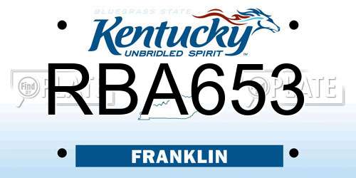 RBA653 Kentucky License Plate