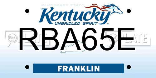 RBA65E Kentucky License Plate