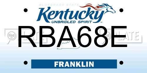 RBA68E Kentucky License Plate