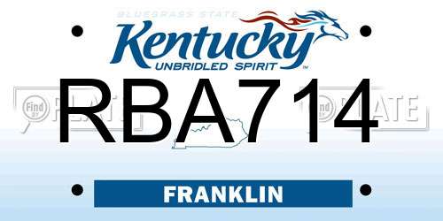 RBA714 Kentucky License Plate