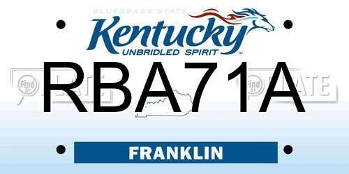RBA71A Kentucky License Plate
