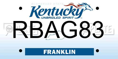 RBAG83 Kentucky License Plate