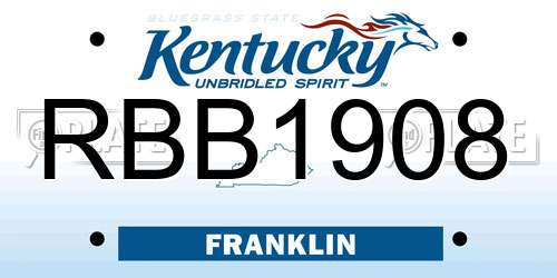 RBB1908 Kentucky License Plate
