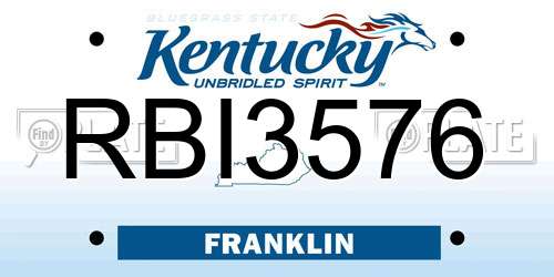 RBI3576 Kentucky License Plate
