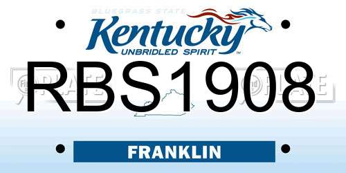 RBS1908 Kentucky License Plate
