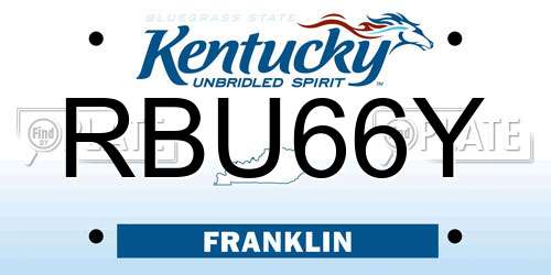 RBU66Y Kentucky License Plate