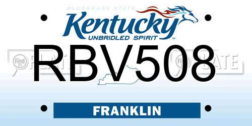 RBV508 Kentucky License Plate