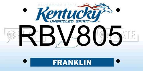 RBV805 Kentucky License Plate