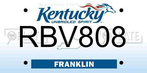 RBV808 Kentucky License Plate