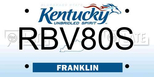 RBV80S Kentucky License Plate
